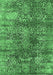 Machine Washable Oriental Emerald Green Industrial Area Rugs, wshurb1447emgrn
