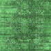 Square Machine Washable Oriental Emerald Green Industrial Area Rugs, wshurb1447emgrn