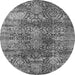 Round Oriental Gray Industrial Rug, urb1447gry