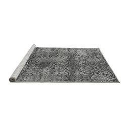Sideview of Machine Washable Oriental Gray Industrial Rug, wshurb1447gry