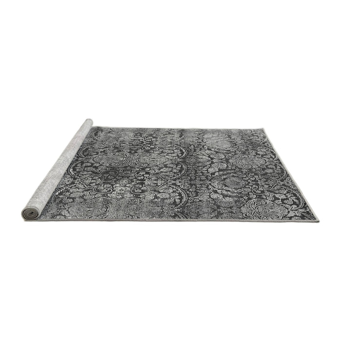 Sideview of Machine Washable Oriental Gray Industrial Rug, wshurb1447gry