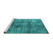 Sideview of Machine Washable Oriental Turquoise Industrial Area Rugs, wshurb1447turq