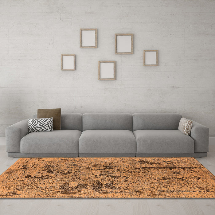 Machine Washable Oriental Orange Industrial Area Rugs in a Living Room, wshurb1448org