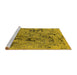 Sideview of Machine Washable Oriental Yellow Industrial Rug, wshurb1448yw