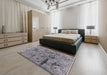 Mid-Century Modern Gray Oriental Rug in a Bedroom, urb1448