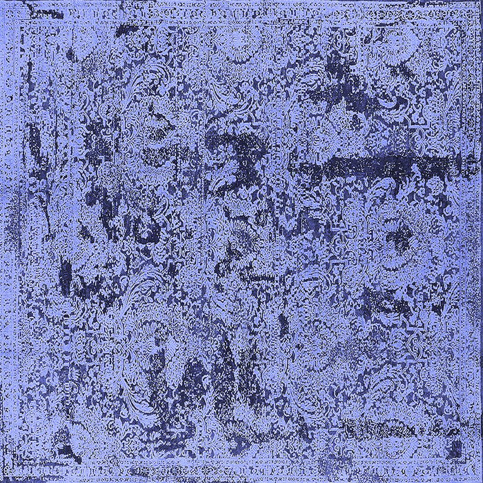 Square Oriental Blue Industrial Rug, urb1448blu