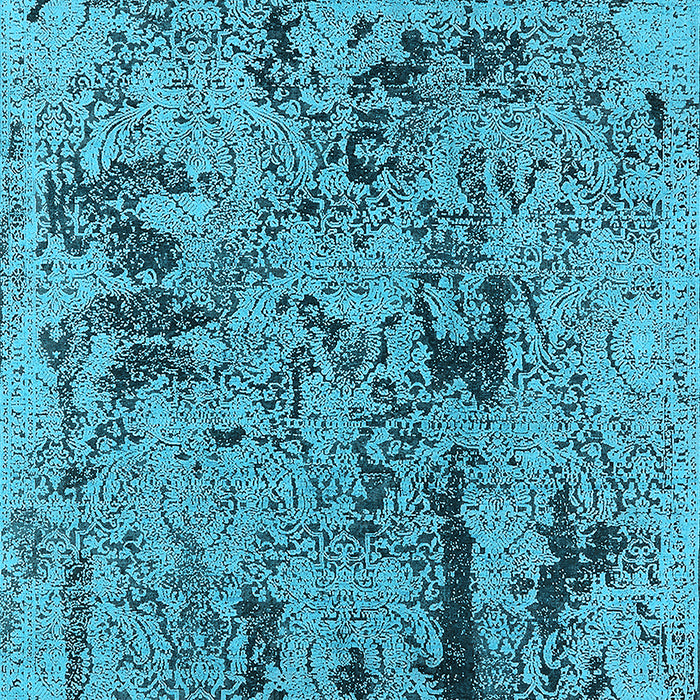 Machine Washable Oriental Light Blue Industrial Rug, wshurb1448lblu