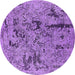 Round Machine Washable Oriental Purple Industrial Area Rugs, wshurb1448pur