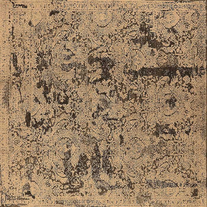 Square Machine Washable Oriental Brown Industrial Rug, wshurb1448brn