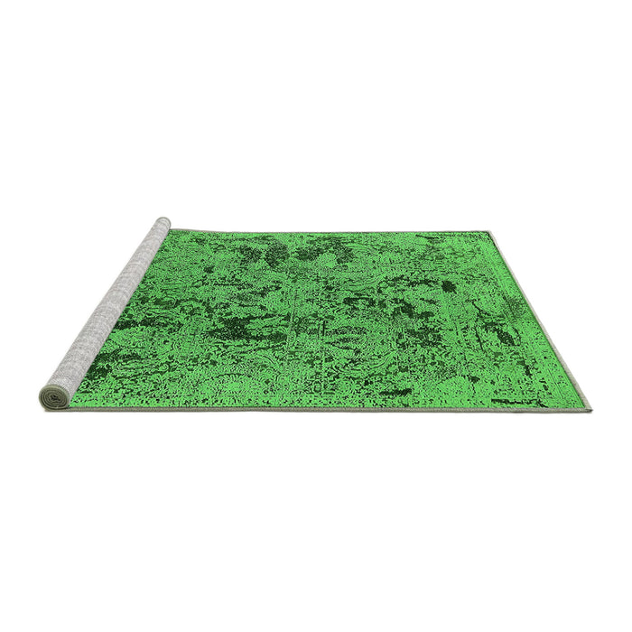 Sideview of Machine Washable Oriental Green Industrial Area Rugs, wshurb1448grn