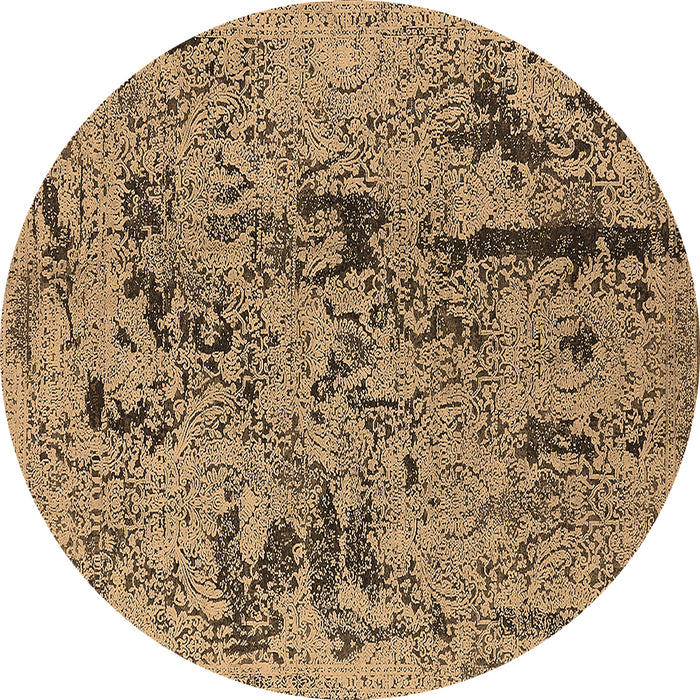 Round Oriental Brown Industrial Rug, urb1448brn