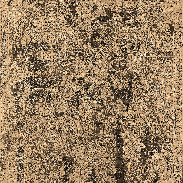 Machine Washable Oriental Brown Industrial Rug, wshurb1448brn