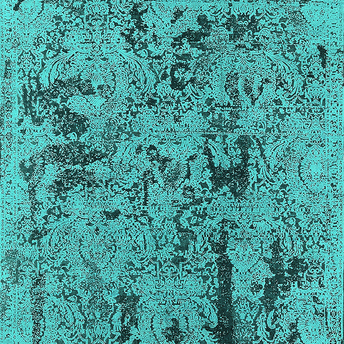 Machine Washable Oriental Turquoise Industrial Area Rugs, wshurb1448turq