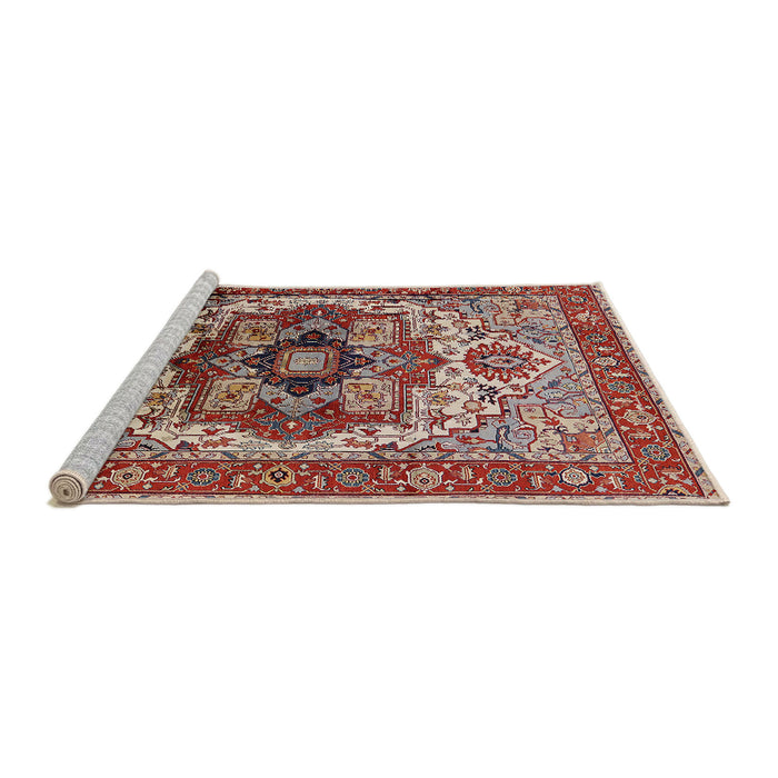Sideview of Machine Washable Industrial Modern Saffron Red Rug, wshurb1449
