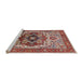 Sideview of Machine Washable Industrial Modern Saffron Red Rug, wshurb1449