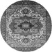 Round Oriental Gray Industrial Rug, urb1449gry