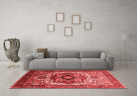 Machine Washable Oriental Red Industrial Rug, wshurb1449red