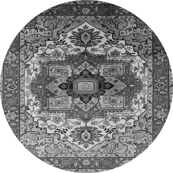 Round Machine Washable Oriental Gray Industrial Rug, wshurb1449gry