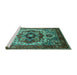 Sideview of Machine Washable Oriental Turquoise Industrial Area Rugs, wshurb1449turq