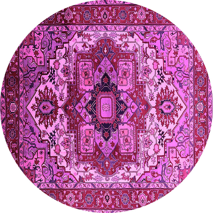 Round Oriental Pink Industrial Rug, urb1449pnk