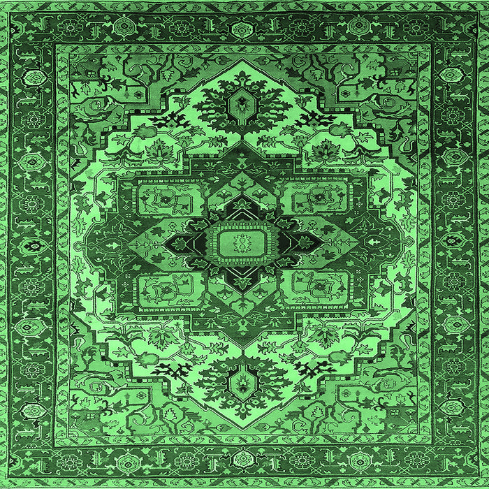 Square Oriental Emerald Green Industrial Rug, urb1449emgrn