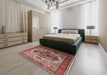 Mid-Century Modern Saffron Red Oriental Rug in a Bedroom, urb1449