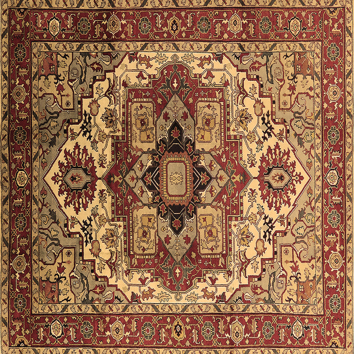 Square Machine Washable Oriental Brown Industrial Rug, wshurb1449brn