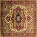 Square Machine Washable Oriental Brown Industrial Rug, wshurb1449brn