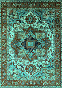 Oriental Turquoise Industrial Rug, urb1449turq