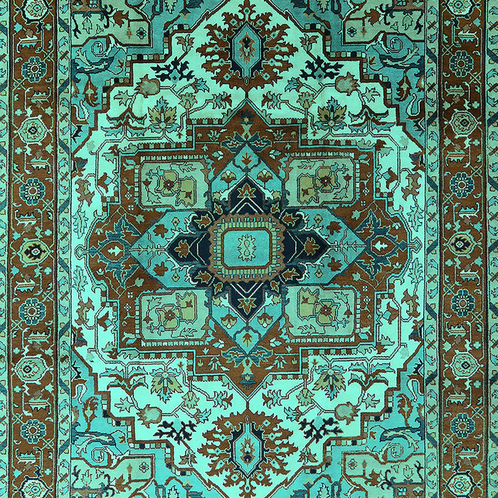 Machine Washable Oriental Turquoise Industrial Area Rugs, wshurb1449turq