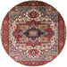 Round Machine Washable Industrial Modern Saffron Red Rug, wshurb1449