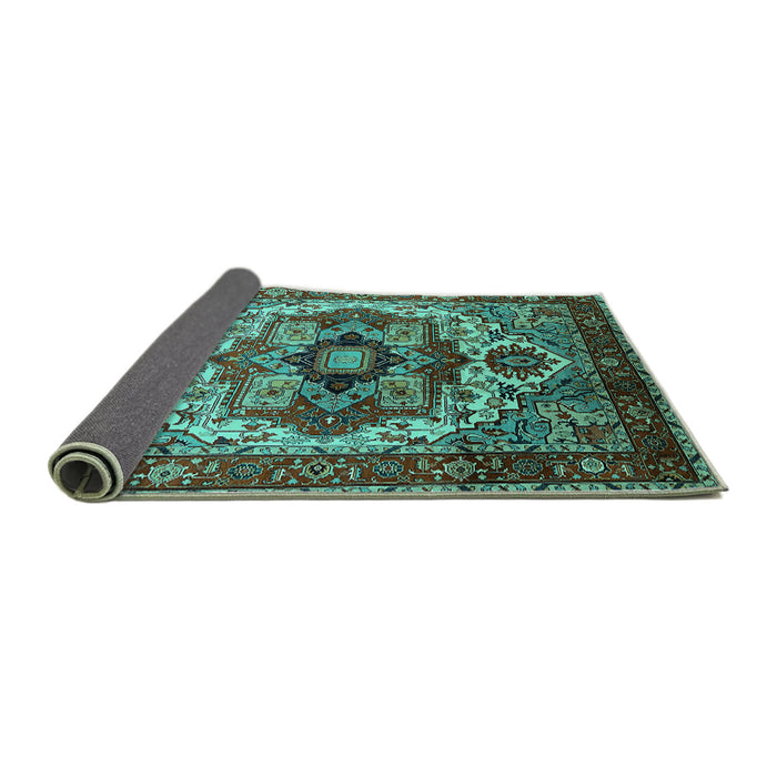 Sideview of Oriental Turquoise Industrial Rug, urb1449turq