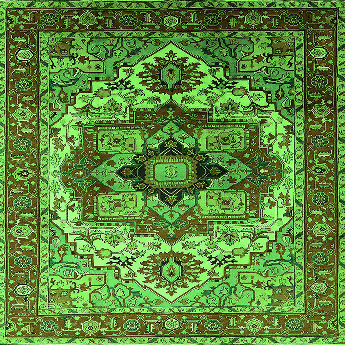 Square Oriental Green Industrial Rug, urb1449grn
