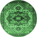 Round Oriental Emerald Green Industrial Rug, urb1449emgrn