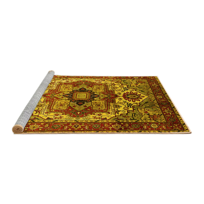 Sideview of Machine Washable Oriental Yellow Industrial Rug, wshurb1449yw