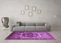 Machine Washable Oriental Purple Industrial Rug, wshurb1449pur