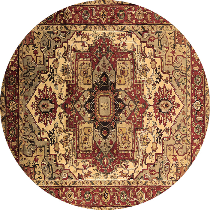 Round Oriental Brown Industrial Rug, urb1449brn