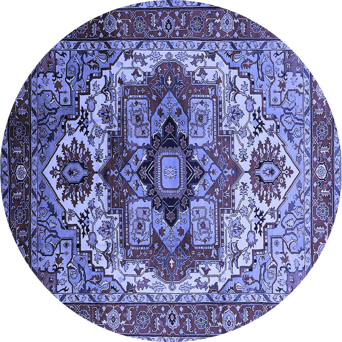 Round Oriental Blue Industrial Rug, urb1449blu