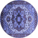 Round Machine Washable Oriental Blue Industrial Rug, wshurb1449blu