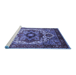 Sideview of Machine Washable Oriental Blue Industrial Rug, wshurb1449blu