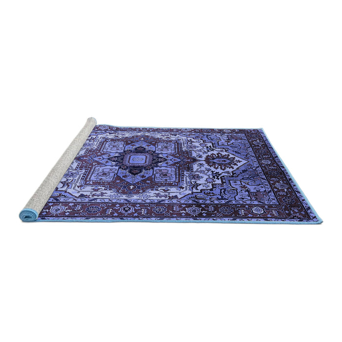 Sideview of Machine Washable Oriental Blue Industrial Rug, wshurb1449blu