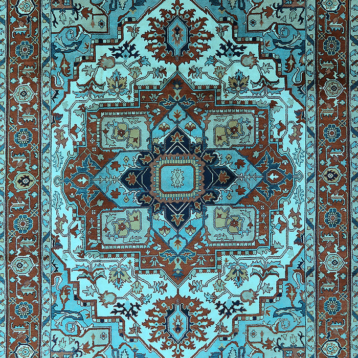 Machine Washable Oriental Light Blue Industrial Rug, wshurb1449lblu