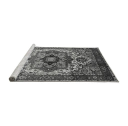 Sideview of Machine Washable Oriental Gray Industrial Rug, wshurb1449gry