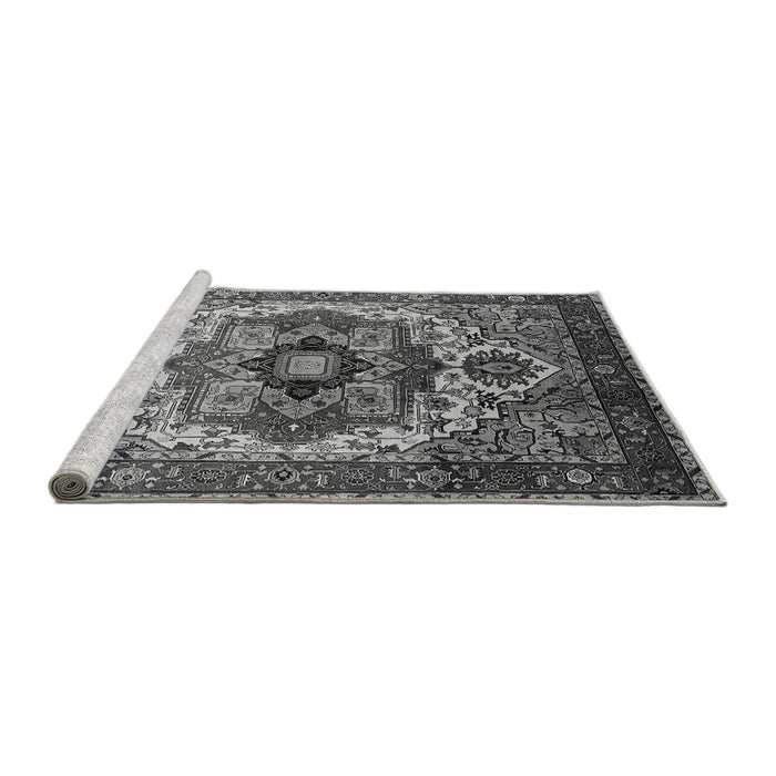 Sideview of Machine Washable Oriental Gray Industrial Rug, wshurb1449gry