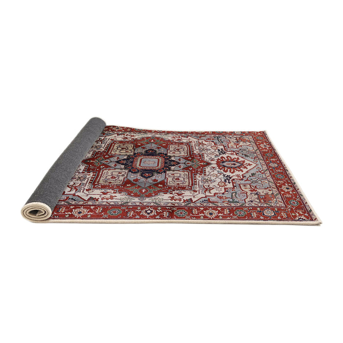 Sideview of Mid-Century Modern Saffron Red Oriental Rug, urb1450