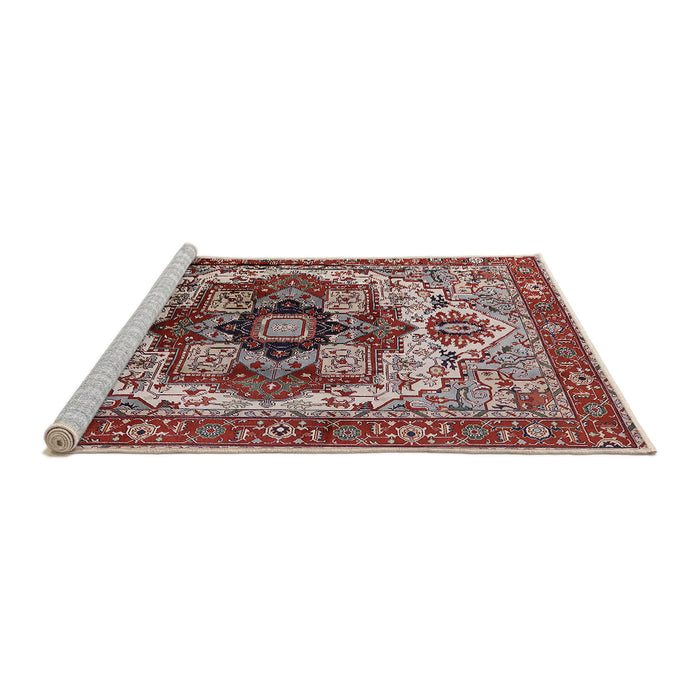 Sideview of Machine Washable Industrial Modern Saffron Red Rug, wshurb1450