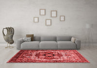 Machine Washable Oriental Red Industrial Rug, wshurb1450red