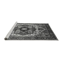 Sideview of Machine Washable Oriental Gray Industrial Rug, wshurb1450gry