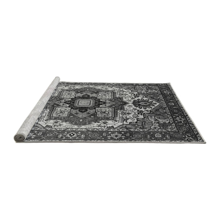 Sideview of Machine Washable Oriental Gray Industrial Rug, wshurb1450gry