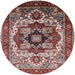 Round Mid-Century Modern Saffron Red Oriental Rug, urb1450